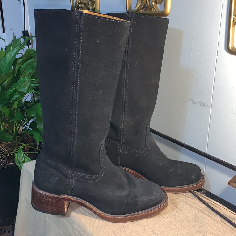 RARE BLACK SUEDE Campus Frye Boots